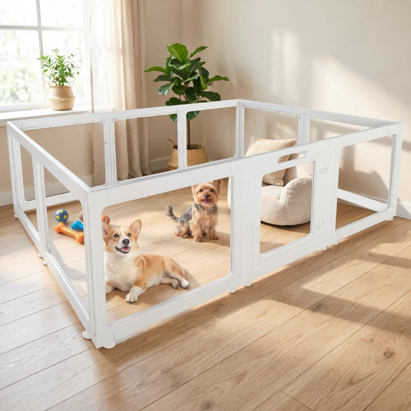 SculPong Clear Acrylic Plastic Dog Playpen with Door, 23.6