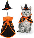 Halloween Cat Costume Cloak Witch Hat Pet Accessories Halloween Adjustable Pumpkin Pet Costumes Clothes Set, Halloween p