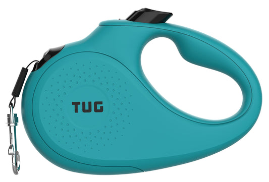 TUG Monochrome 360° Tangle-Free Retractable Dog Leash | 16 ft Strong Nylon Tape (Small, Aqua)