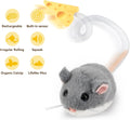 Migipaws Interactive MigiMouse Cat Toy 360° Rolling & Spin with Mesh Plastic Tail for Indoor Cats Smart Motion Sensor, Realistic Squeak, Rechargeable Plush Kitten Toy(Grey)