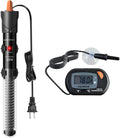 HiTauing Aquarium Heater 25W/50W/100W/200W/300W, Adjustable Knob Fish Tank Heater with Digital Thermometer, Submersible 