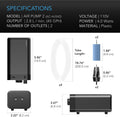 AC Infinity Air Pump One-Outlet Adjustable Oxygen Pump Kit with Tubing, Check Valve, and Air Stone, for Aquariums, Ponds
