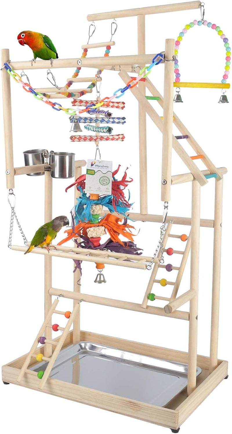 Parrot Playground Large 4 Layers - Small Bird Playground Parakeet Play Stand Bird Gym Parrots playpen Play Playstand Par