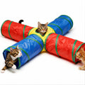 Dr. Fluffyyes Cat Toys - 4-Way Tunnel for Indoor Cats with Peek Hole & 2 Mice - Large Foldable Rainbow Tube with Hanging Ball for Kittens, Rabbits, Small Dogs - Ideal Cat Toy