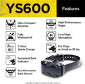 Dogtra YS600 Anti Bark Collar for Medium to Large Dogs, Adjustable 10 Intensity Levels, Vibration Warning, Low/High Stim