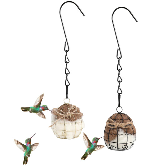Bird Nesting Material, Hummingbird Nesters, Natural Alpaca Wool Material for Wild Birds, Design for Bird Lover Gifts, Nesting Balls for Wild Birds, Refillable Outdoor Birds Nesting Station