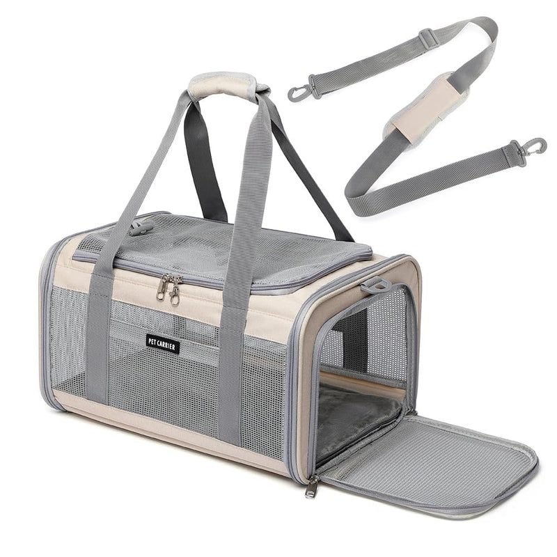 Ioview Airline Approved Pet Carrier for Cats and Small Dogs, Breathable and Collapsible Design, Portable Travel Bag for Bearded Dragon, Puppies Animal Hangbag, Rabbit Cage Cage (Khaki, Small)