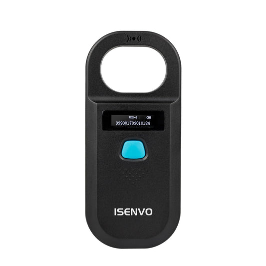 ISENVO Pet Microchip Scanner Rechargeable RFID EMID Micro Chip Reader Scanner 134.2kHz 125kHz 15 Digits Pet Chip ID Scanner for Animal/Pets/Pigs/Dogs/Cats (190A)