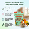 Birds LOVE Natural Garden Blend Conure Food, Sunflower Free Bird Seed Mix with Fruits, Nuts, Vegetables and Seeds, All N