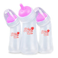 Xuanda Pet Feeding Bottle,3 Pack Wide Mouth Angled Nursing Bottle, 3 Sizes Nipples with Ventilation Valve Resistant Tearing Perfect for Puppies, Kittens, Small Wildlife(Pink)