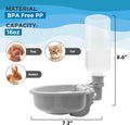 VANNON Gravity Pet Water Bowl, 16oz Anti-Splash Crate Dispenser, Grey