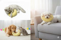 Deocove Pet Calming Pillow – 12-Inch U-Shaped Neck Support – Removable Filling to Add Pet’s Own Hair for Scent Comfort – Soft Plush Snuggle Toy for Anxiety Relief (Yellow)
