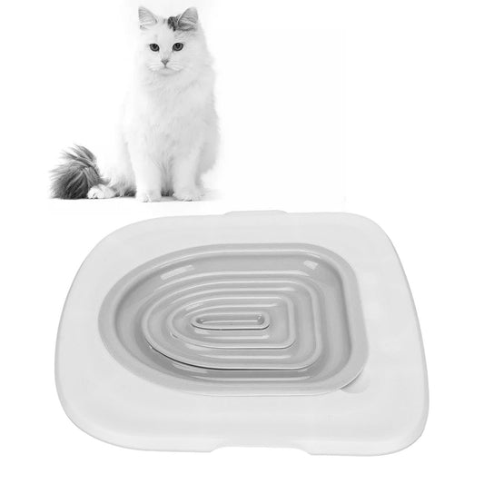 Cat Toilet Training System, Professional Teach Cat to Use Toilet Cat Toilet Training Kit Universal Reusable Kitty Toilet Trainer Urinal Seat with Design Blue Tray (White Tray, 1 Gray Inner Support)