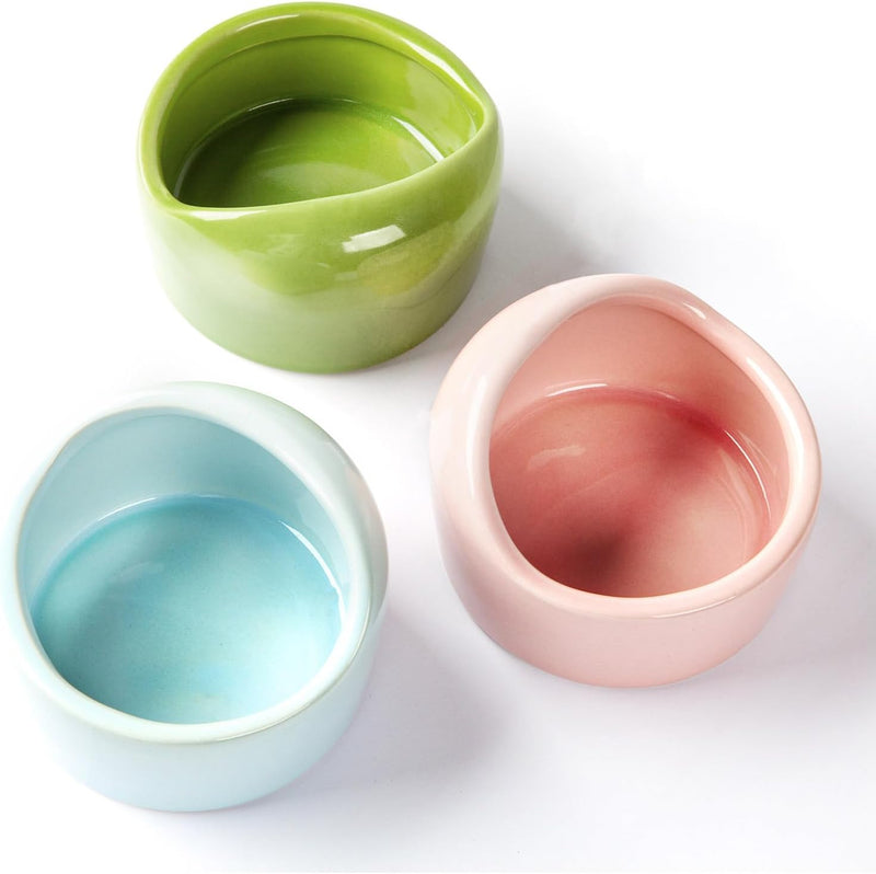 3 Pack Ceramic Hamster Food Bowl, Splash-Proof, Tip-Proof, Chew-Resistant, Easy to Clean Small Animal Bowl for Hamster/G