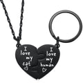 Ralukiia Best Friends Cat Dog Owner Friendship Love Necklace and Collar Charm Gift Set, Cat Dog BFF Necklace for 2, Pet Lover