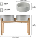 SPUNKYJUNKY Elevated Dog Bowls Ceramic, 8.3'' Dogs Food Water Bowls Raised with Non-Slip Bamboo Stand for Large Sized Br