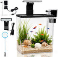 1.5 Gallon Aquarium Small Fish Tank Starter Kit with Filtration & LED Light & Fishing Net for Betta Shrimp Guppy Goldfis
