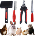 Rabbit Professional Nail Clippers Grooming Kit with Pet Shedding Slicker Brush, Pet Grooming Comb, Nail Clipper Trimmer 