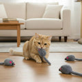 5 PCS Cat Toy Mice, Gray Fur Rattle Mouse Toys for Cats Realistic Mice Animal Toys Artificial Fur Pet Supplies Interacti