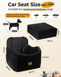 Ishineon Dog Car Seat for Small/Medium Dogs, Detachable Washable Dog Booster Car Seat Under 35lbs, High-Support Memory Foam,Travel Bed with Storage Pockets