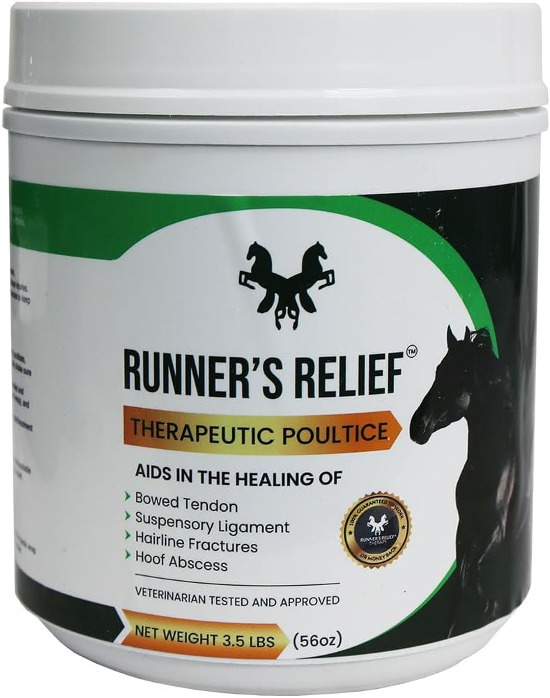 RUNNER'S RELIEF Therapeutic Poultice Tightener | Treatment for Bowed Tendon Injury | Natural Soothing Clay for All Horse