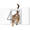 Cat Door for Window, Fits 18"-28" Width Window, Cat Window Door with 4 Locking Modes, Pet Friendly Window Cat Door Insert, Magnetic Closure, Weatherproof, Easy Installation, Clear Plexiglass