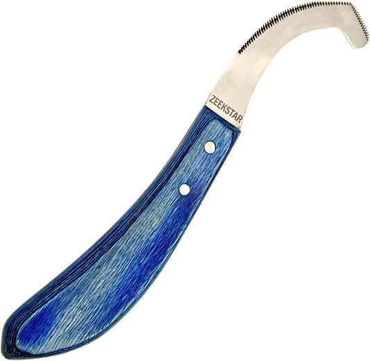 ZEESKTAR Bot Fly Knife for Horses – Stainless Steel Bot Egg Removal Tool, Curved Serrated Scraper with Ergonomic Blue Ha