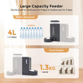 ZOMISIA Gravity Cat Food and Water Dispenser Set with 304 Stainless Steel Bowls, 2 in 1 Automatic Cat Feeder with 180 Degree Rotatable Water Bowl, Large Capacity for Puppy Kitten Rabbits, Grey
