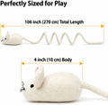 Glaciart One Felt Mouse Cat Toy – Soft Fuzzy Enrichment 100% Natural Wool - Interactive Catnip Play Cat Toy Set - Safe for Pets, Non-AZO Colored Dyes - 100” Long