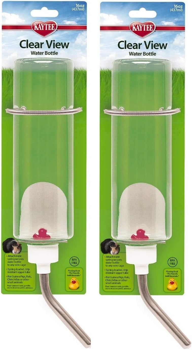 Kaytee Small Animal Clear Water Bottle, 16 Ounces Per Bottle (2 Pack)