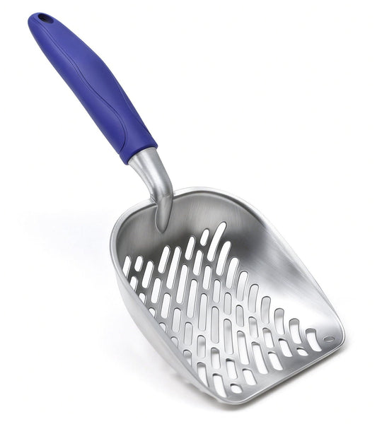 SNUGENS Cat Litter Scoop, Large Long Handle Kitty Metal Scooper, Heavy Duty Aluminum Deep Sifter, Ergonomic Non-Slip Grip, Rustproof Durable Poop Cleaner for Cat Litter Box