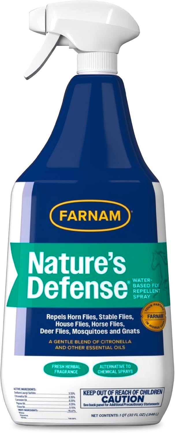 Farnam Nature’s Defense Botanical Fly Repellent Spray for Horses, 32 oz