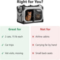 Large Cat Carrier for 2 Cats, 24x17x17 in, Metal Frame