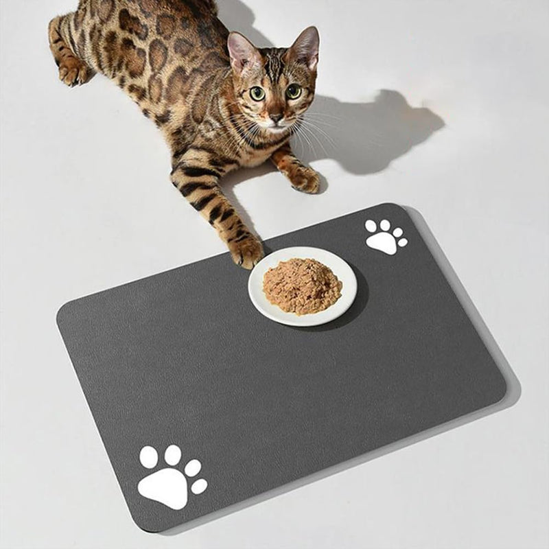 Pet Feeding Mat-Absorbent Cat Dog Mat for Food and Water Bowl,No Stains Slip Quick Dry Dog Water Dispenser Mat(Dark Grey)