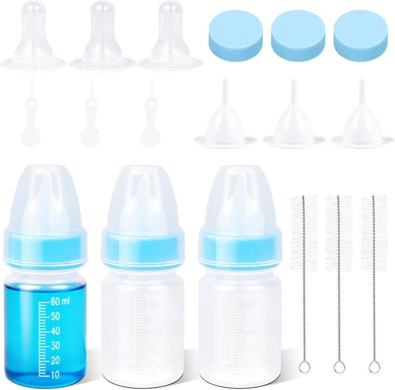 ASEVAT 2 oz 3Pack Kitten Bottles for Nursing,Puppy Bottles for Nursing Puppy Milk, Anti-Choking Puppy Feeder Design,with