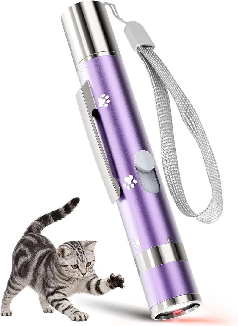 Cat Toy, Distinctive Purple Painted Metal Casing with Paw Print Design, USB Rechargeable, 3 Light Modes & 5 Adjustable Patterns,Interactive Chase Toy for Indoor Cat & Dog & Bird Training & Exercise