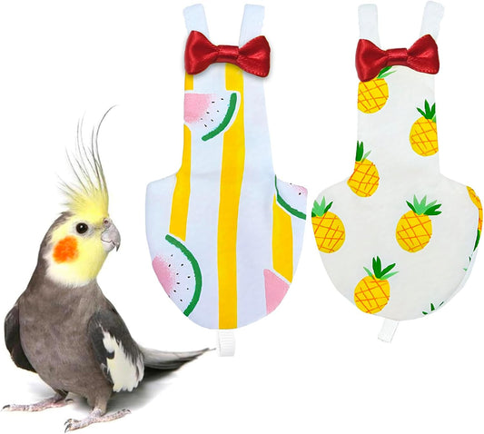 Bird Diapers 2 Pack, Small Parrot Clothes, Cute Fight Suite for Cockatiels