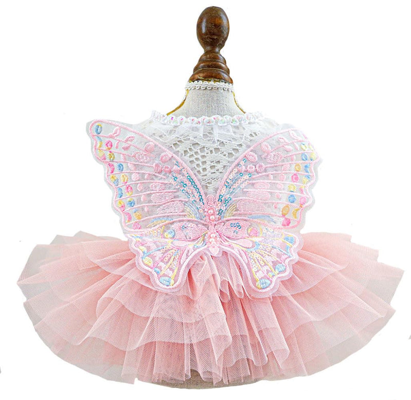 MaruPet Fashion Sweet Puppy Dog Blingbling Princess Skirt Pet Dog Lace Cake Camisole Tutu Dress B-Pink S
