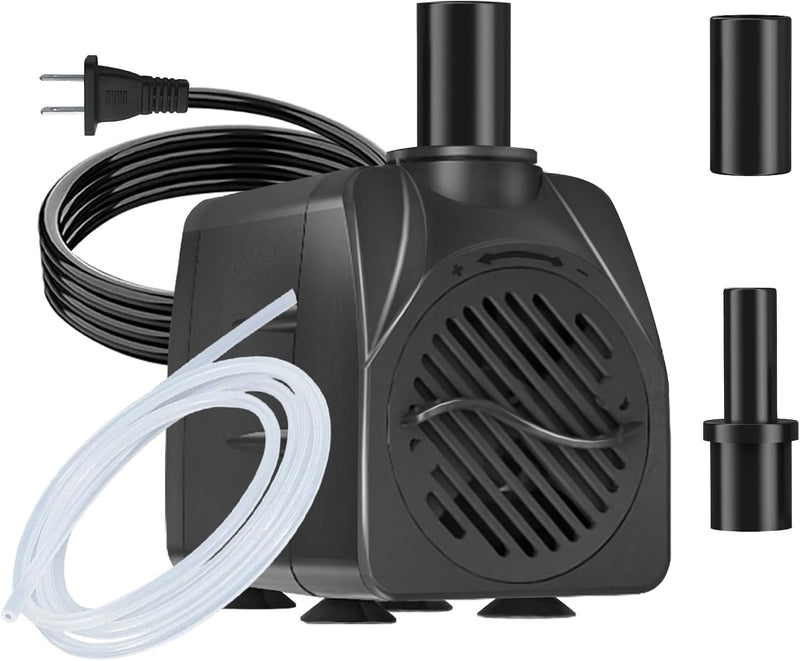 SongLong 160GPH(600L/H) 9.9ft Power Cord Submersible Pump, Water Fountain Pump with 4ft Lift for Ponds, Water Fountains,