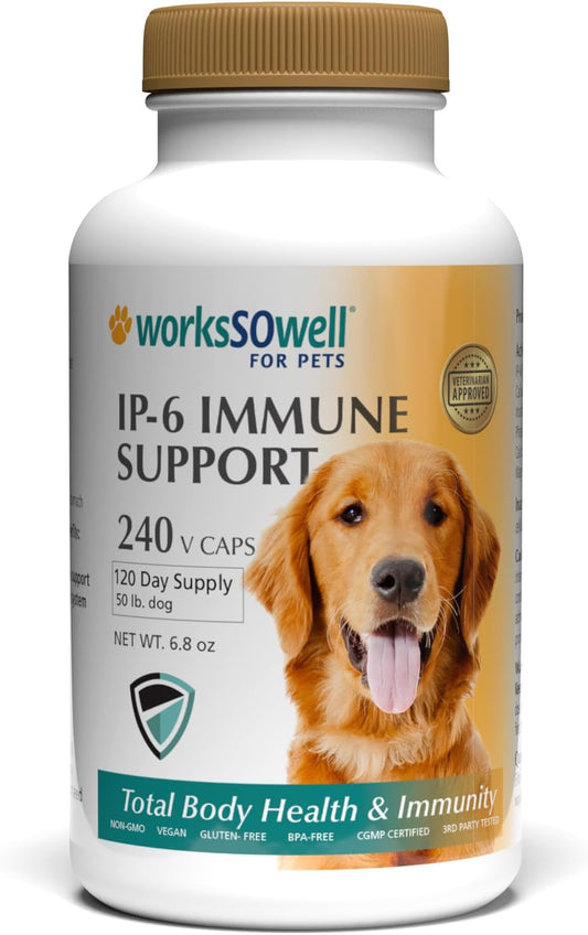 1-TDC WorksSoWell IP-6 Immune Support for Dogs – 240 V-Caps – Helps Promote Healthy Bones, Teeth, Kidney, Liver Function