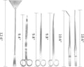 Aquascaping Tools 7 in 1 Kit Aquarium Plant Scissors Tools Set Curved & Waved Scissor Tweezers Spatula Stainless Steel A