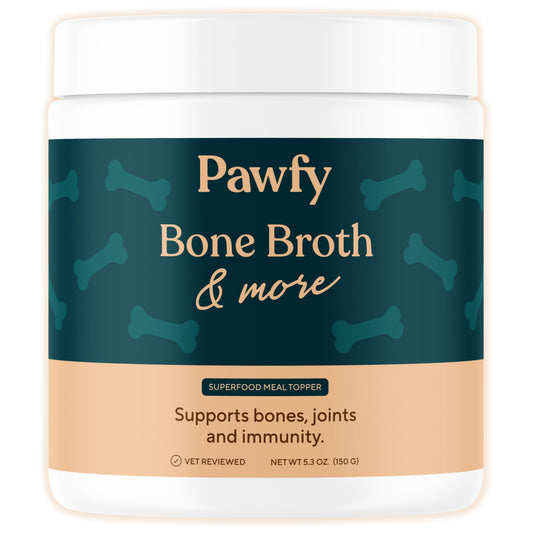 Pawfy Bone Broth for Dogs | Dog Seasoning Powder for Dry Food with Collagen - Supports Joints, Immunity & Digestion | Easy to Serve Bone Meal for Dogs | Unsalted Dog Gravy Topper for Pets