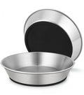 2 Pack Stainless Steel Cat Bowls for Food and Water, Shallow Non-Slip Silicone Bottom Dishes for Cat and Small Dog Puppies, Capacity of 13 Oz, Size: 6" Width and 1.26" Height