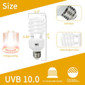 LUCKY HERP Desert UVA UVB Reptile Light Bulb 10.0 26W Compact Fluorescent Lamp