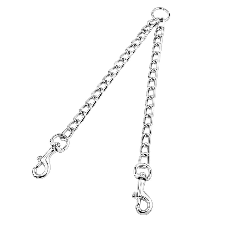 PETTOM Heavy Duty 2 Way Dog Lead Metal Chain Double Pet Clip Leash Coupler 360° Swivel No Tangle Dog Walking & Training Lead (L 4.0mm*70cm, Silver)