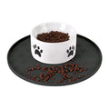 Silicone Pet Food Mat - Waterproof Dog & Cat Feeding Mat with High Lip to Prevent Spills & Protect Floors, Black