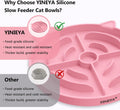 YINEYA 2 Pcs Silicone Slow Feeder Cat Bowl, Cat Slow Feeder for Food Training, Interactive Puzzle Bowls for Puppy, Kitten Dishes to Prevent Overeating, Treat Toys Suitable for Dry and Wet Food