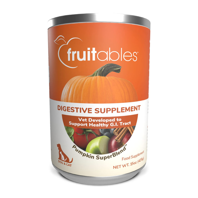 Fruitables Pumpkin Digestive Supplement, Made with Pumpkins for Dogs, Healthy Fiber Supplement for Pet Nutrition, Packed with Superfoods, 15 oz