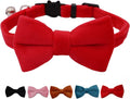 Cat Collar Breakaway with Bell and Removable Bow Tie Safety Buckle Velvet Adjustable 7-11 inches for Kitten Cats