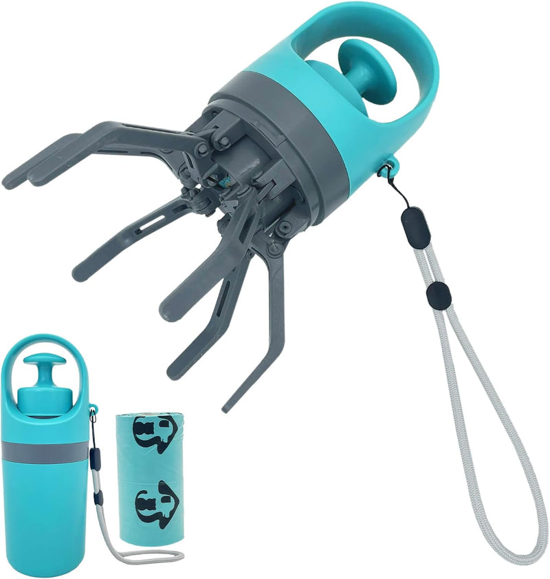 Fhiny Portable Dog Poop Scooper, No-Touch Handheld Doggy Poop Scooper Sanitary Puppy Waste Picker with Bag Dispenser Con